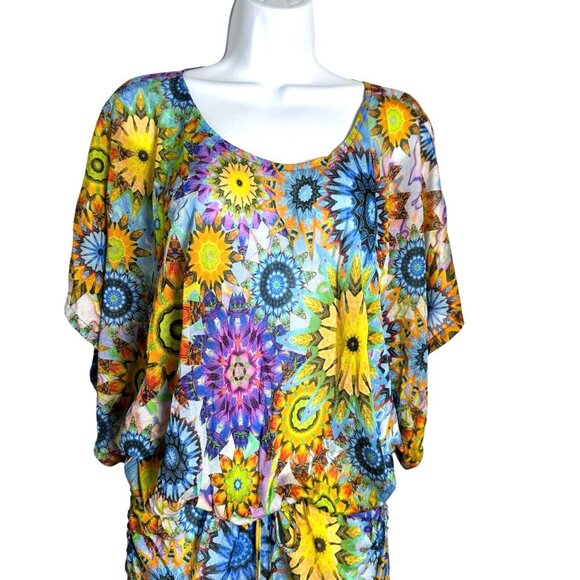 Luli Fami Cabana Mini Dress Swimsuit Coverup size Small flower power print - Picture 6 of 11